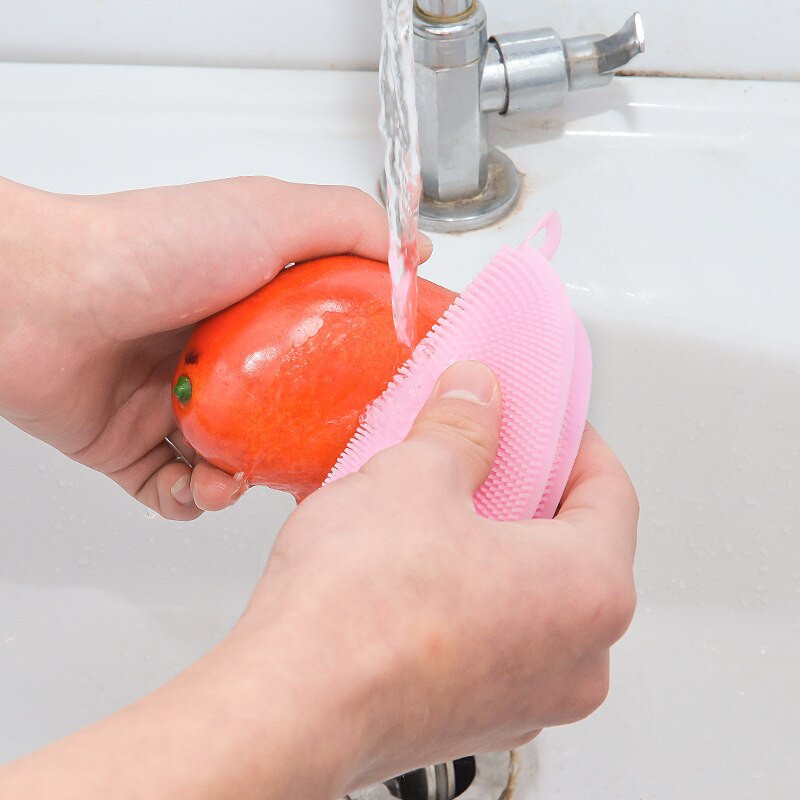 Magisk silikone rengøringsskål skål antibakterielle børster vegetabilsk frugt rengøringsbørster køkken tilbehør vaskeværktøj gadget