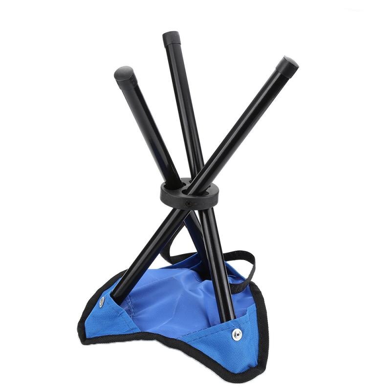 Outdoor Hiking Fishing Lawn Chair Tripod Stool Portable Pocket Folding Chair Oxford Cloth Blue With 3 Leg Stool