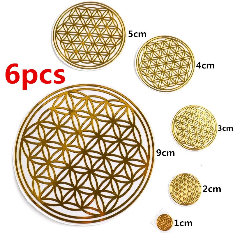 Breeshy 40 Stück Energie-Aufkleber - Blume Des Lebens Gold 3,5cm
