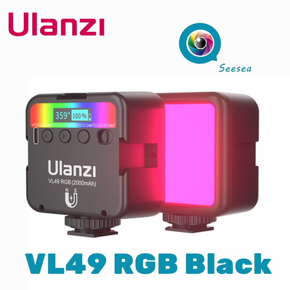 Ulanzi VL49 Mini RGB Video Licht Beleuchtung für Fotografie pavotube RGB LED Video Kamera Licht Vlog Füllen Licht Live: VL49 RGB Schwarz