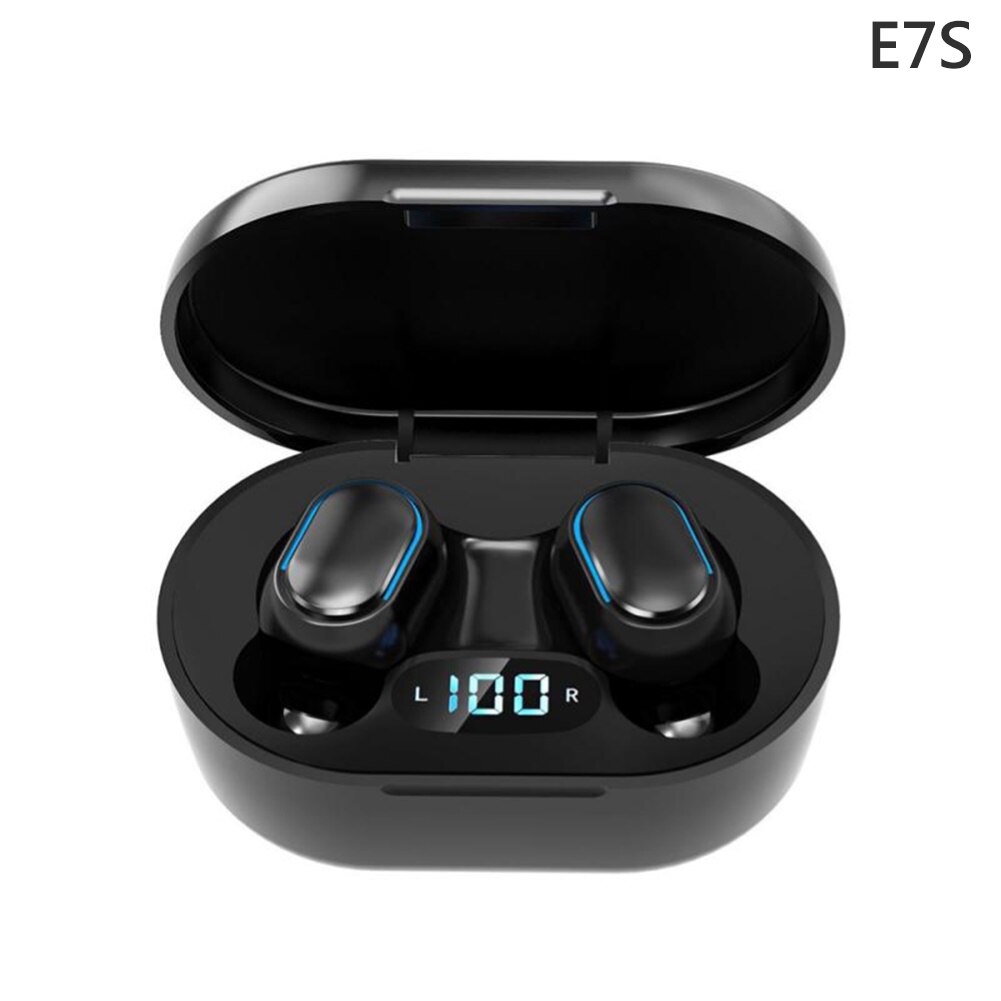 A7S/E7S Bluetooth 5.0 Wireless Earphone IPX7 Waterproof 9D Stereo Sports Earbuds: Black Black
