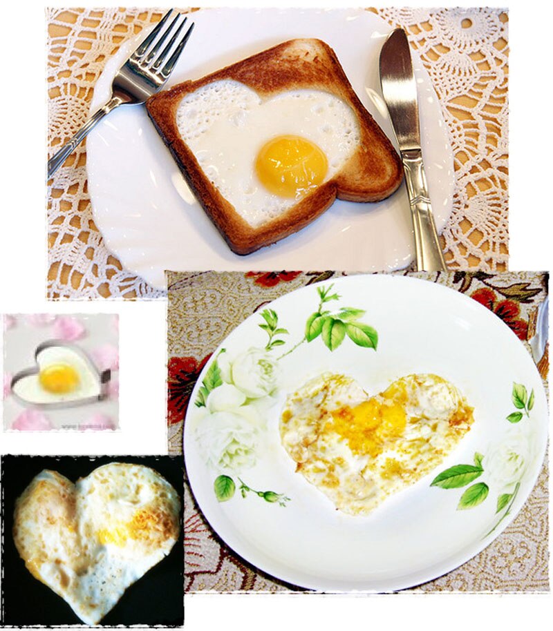 Kitchen Egg Mold Heart Shaped Cook Fried Eggs Mold Portable Cook Fried Egg Pancake Mold Stainless Steel Egg Mold Kitchen Tool