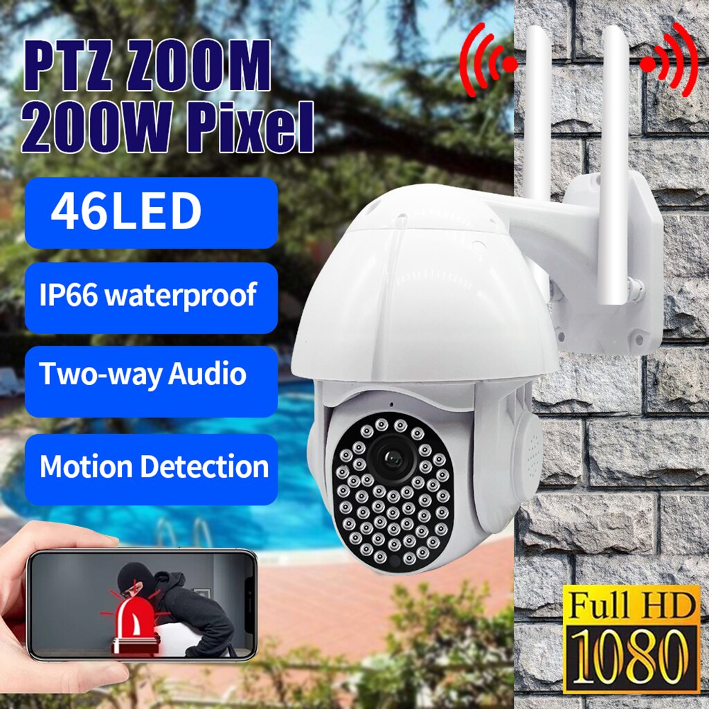 1080P HD WiFi Home Camera Waterproof 2MP PTZ Security Camera IR Cam Indoor