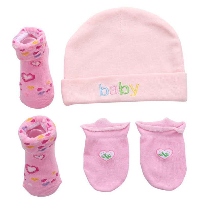 3 Stks/set Leuke Baby Jongens Meisjes Sokken Cap Set Cartoon Katoenen Muts En Handschoenen