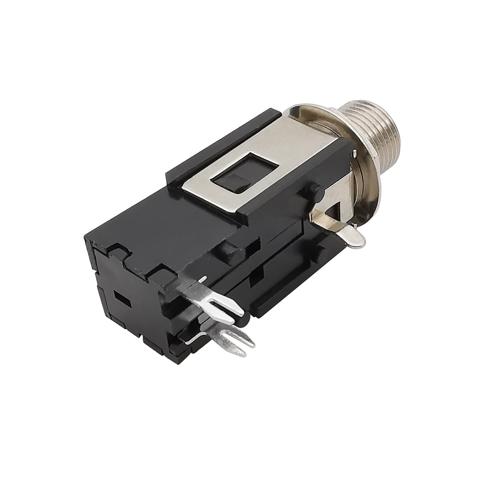 1/2/5 Stuks 1/4 "6.35mm Hoofdtelefoonaansluiting Mono Vrouwelijke Jack Draad Lock PCB Panel Mount Connector Microfoon Chassis Audio Adapter