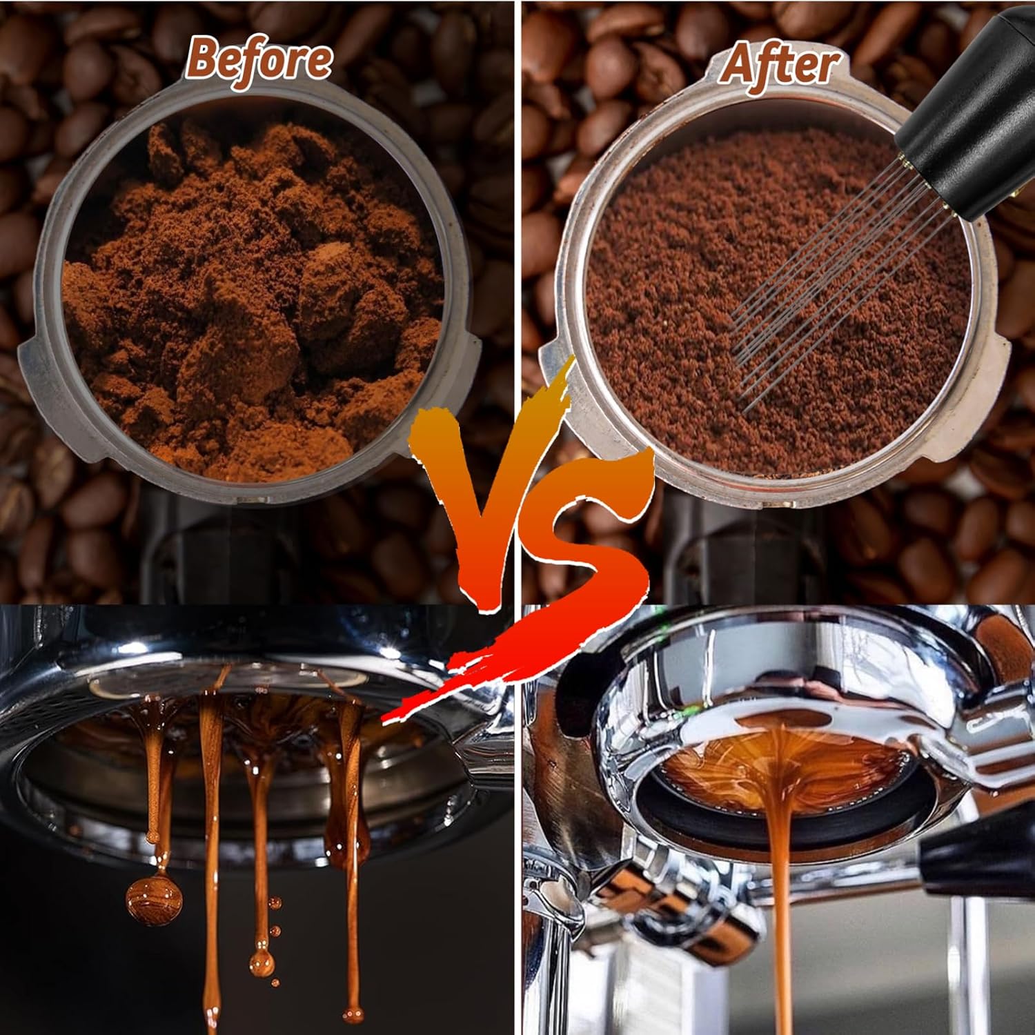 22 stk. espressotilbehørssett, 51/58mm barista-sett med wdt-verktøy, melkeskummer, lattekunstpenn, kafferører, tampermatte