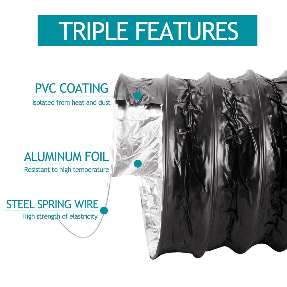 5m 10m Flexible Aluminium Ducting Hose for Inline Ducted Fan Greenhouse Hydroponics Exhaust Outlet Pipe Air Ventilation Tube