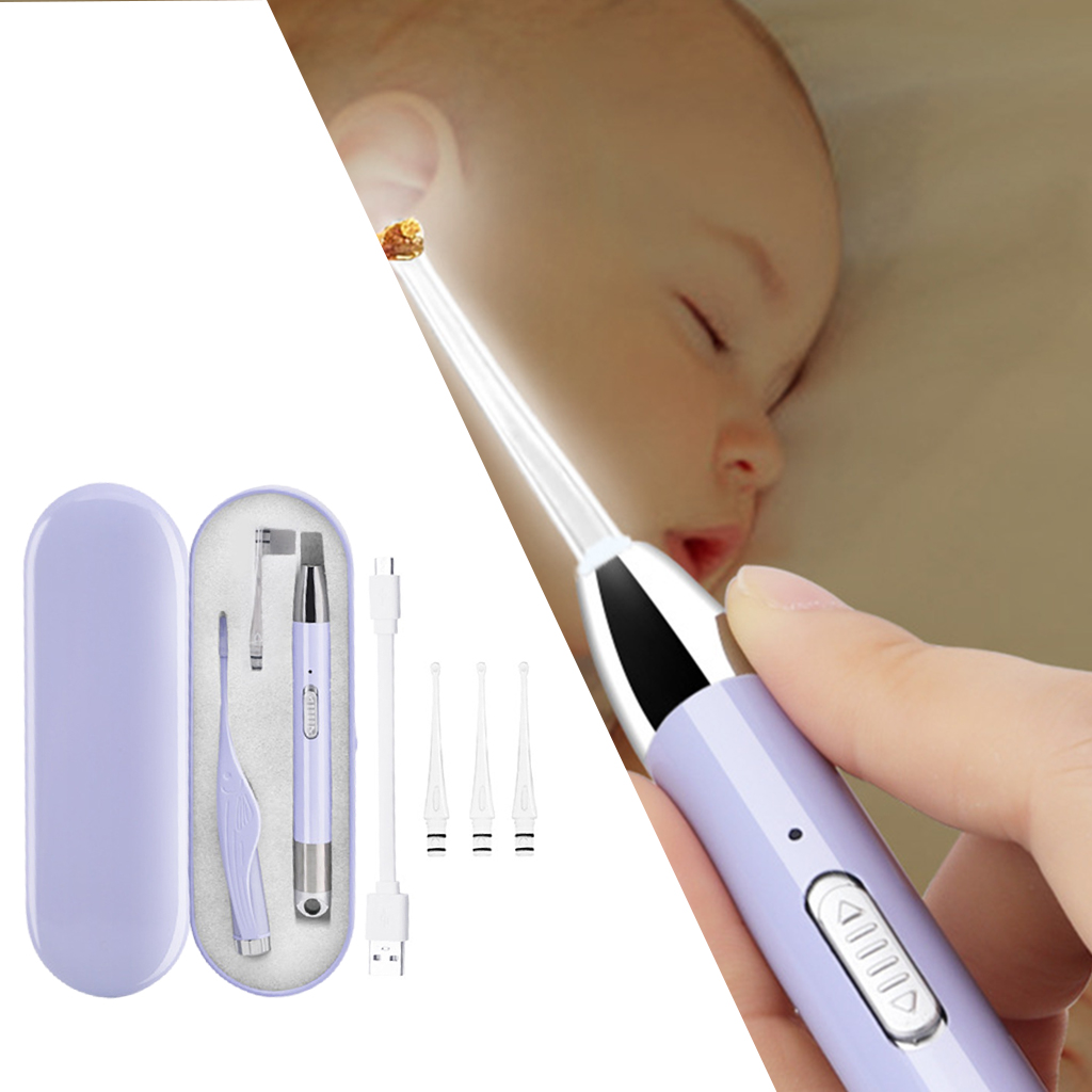 Ear Pick Cleaner Kit with LED Light, Ear Wax Removal Tool，Ear Cleansing Tools: Purple 2Pcs
