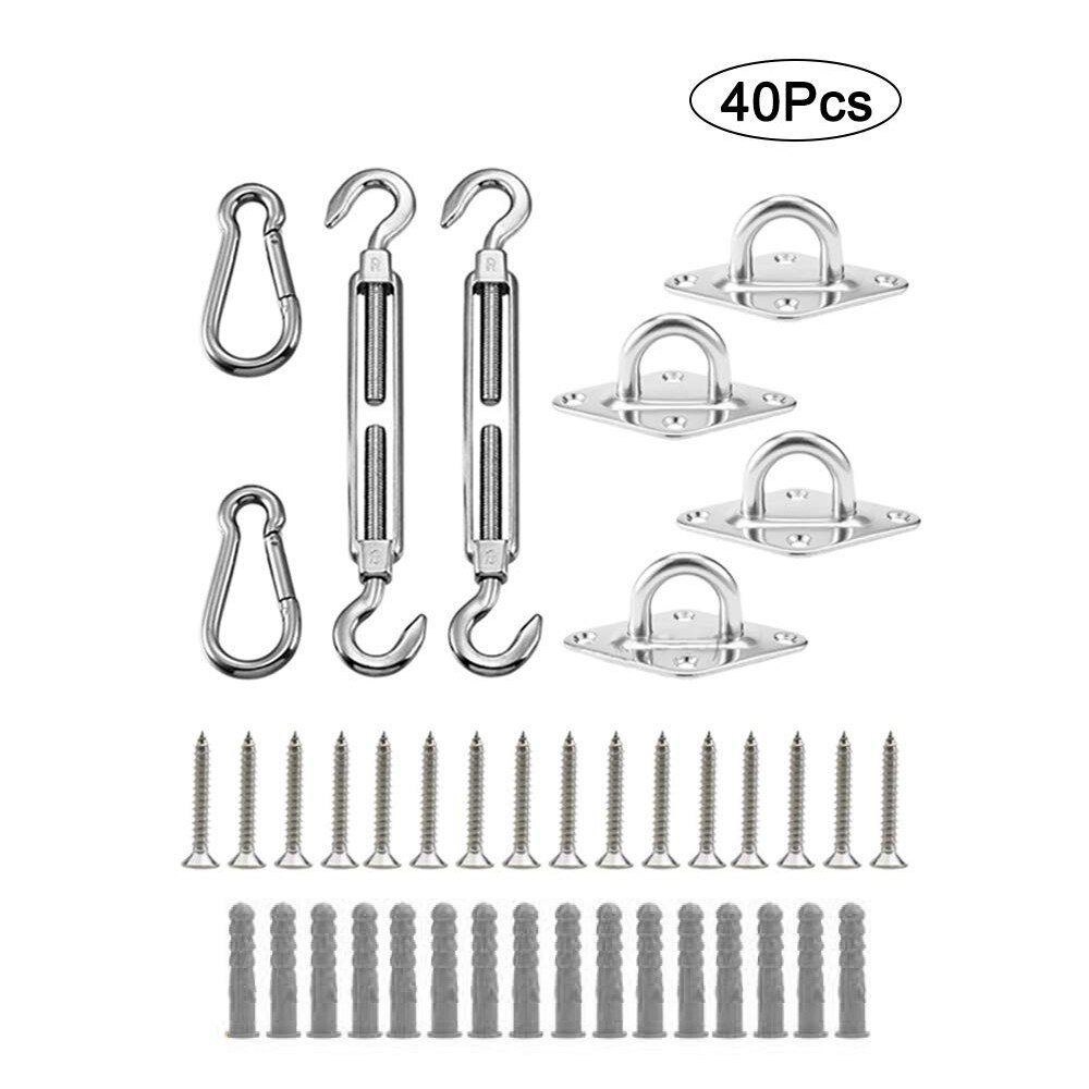 Stainless Steel Sun Shade Sail Kit Installation Accessories Seal Fixation Kits For Outdoor 40pcs M5 practical