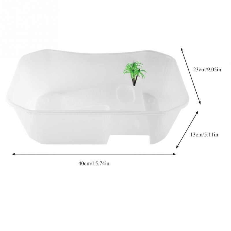 Small Plastic Fish Turtle Tank with Basking Platform House Incubator Box For Fry Isolation Hatchery Reptile Cage Turtle House: White