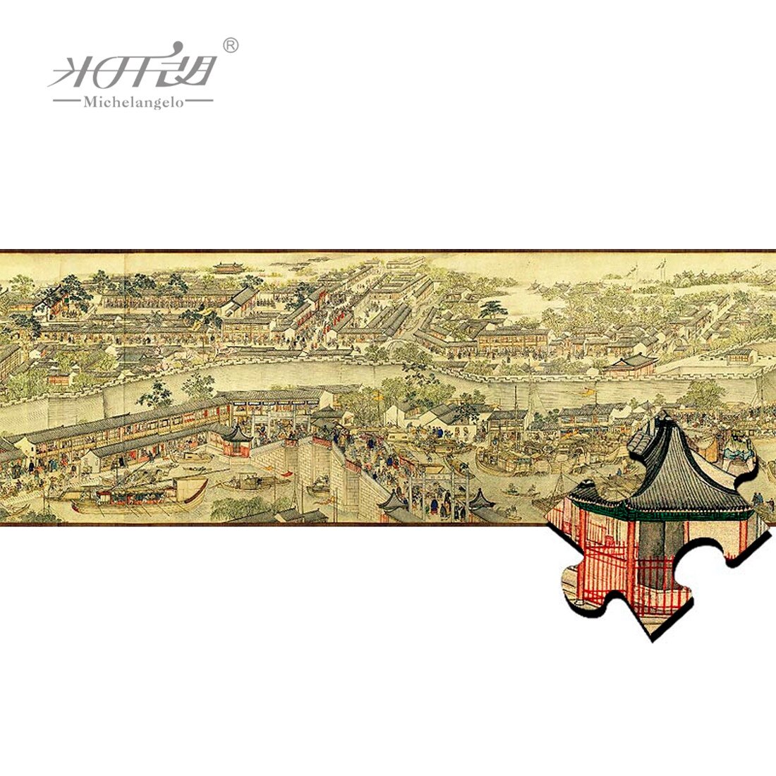 Michelangelo Houten Legpuzzels 1000 Stuk Suzhou Gouden Leeftijd Chinese Oude Meester Schilderij Educatief Speelgoed Collectibles Decor: Wannian Bridge