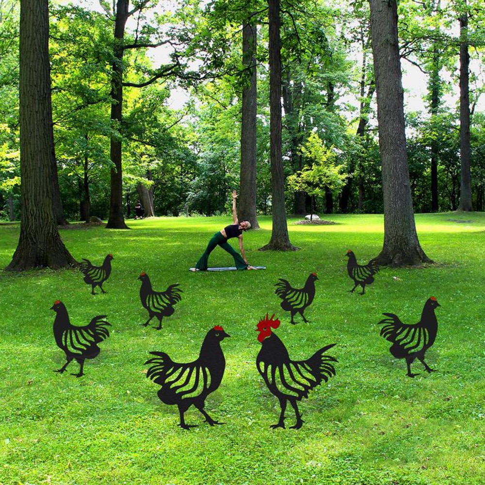 Huhn Hof Kunst Metall Huhn Hause Dekoration Hinterhof Rasen Garten Einsätze Bauernhof Hahn Hahn Stahl Huhn Wetterfahne