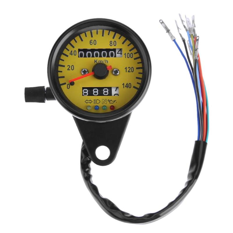 VODOOL Universal Retro Motorcycle Meter Dual Odometer KM/H Speedometer Tachometer Gauge LED Backlight Indicator Light Dial