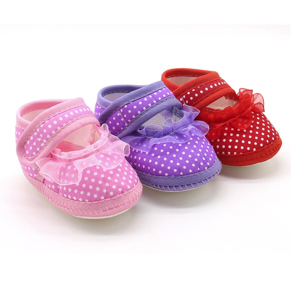 Newborn Infant Baby Dot Lace Girls Soft Sole Prewalker Warm Casual Flats Shoes First Walker Baby Girl Kids Soft Rubber Sole#45