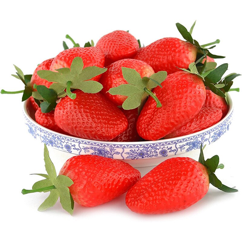 10pcs Plastic Strawberry Raspberry Mini PVC Strawberry Slice Model Simulation Fruit Home Decoration Christmas Props Model