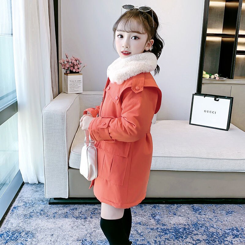 Winter Mädchen Jacke Winddicht Warme Mantel Pelz Kragen Outwear Zweireiher lässig freundlicher freundlicher Kleidung 4-16 Jahre alt