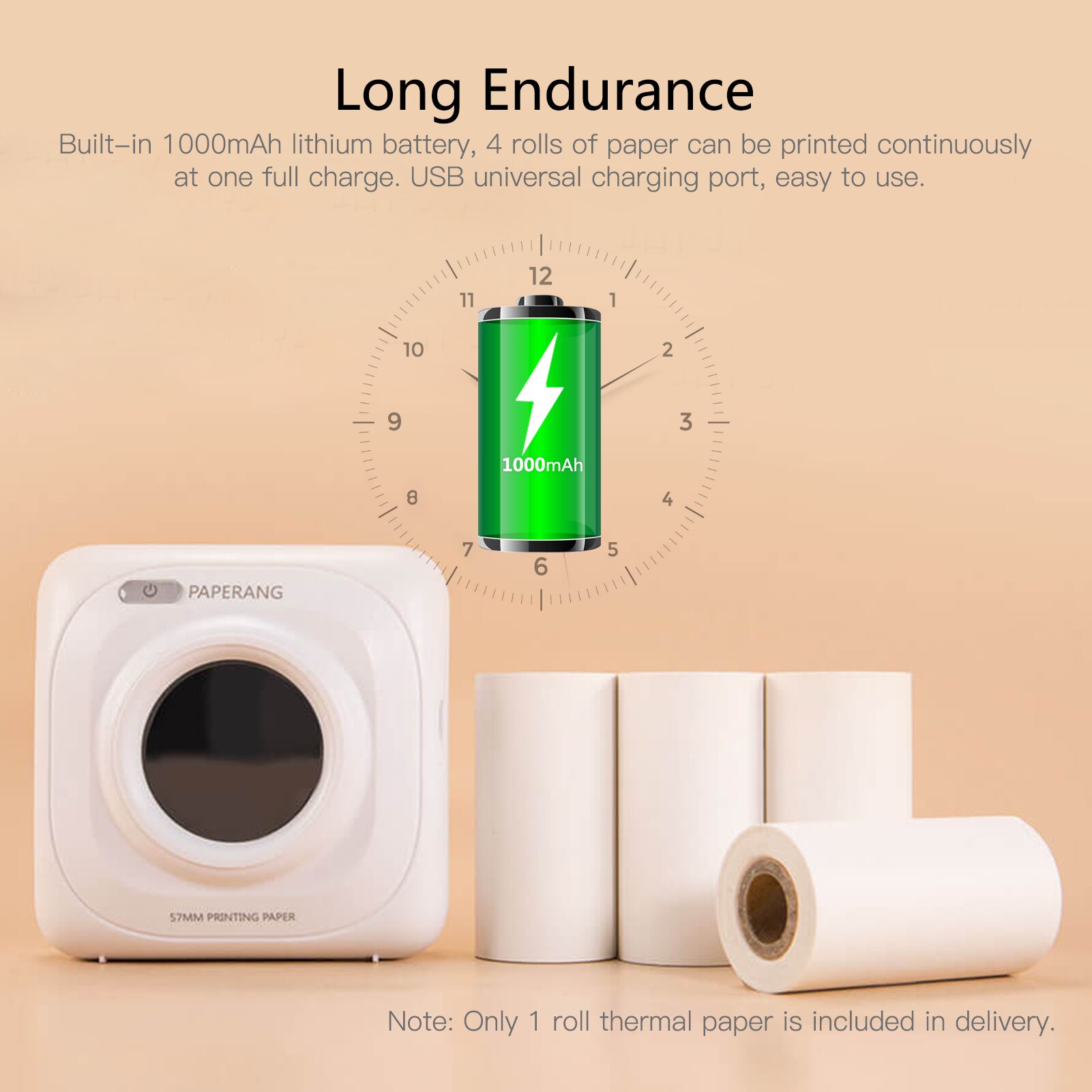 PAPERANG P1 Pocket Printer BT Wireless Thermal Printer Portable Printer 200dpi for Photo Picture Receipt Memo Note Label Sticker