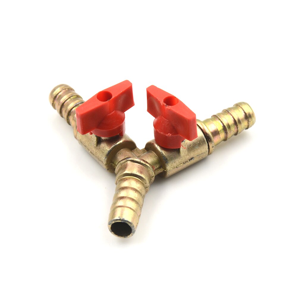 1/4 "12mm jardín automotriz 3/8" 10mm latón Y 3 de riego válvula de bola de cierre pinza accesorio para manguera Barb combustible Gas agua petróleo