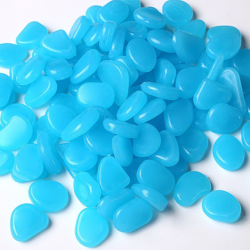 100Pcs Fluorescent Resin Stone Garden Decoration Glowing Garden Pebbles In The Dark Garden Courtyard Lawn Luminous Stone: sky blue