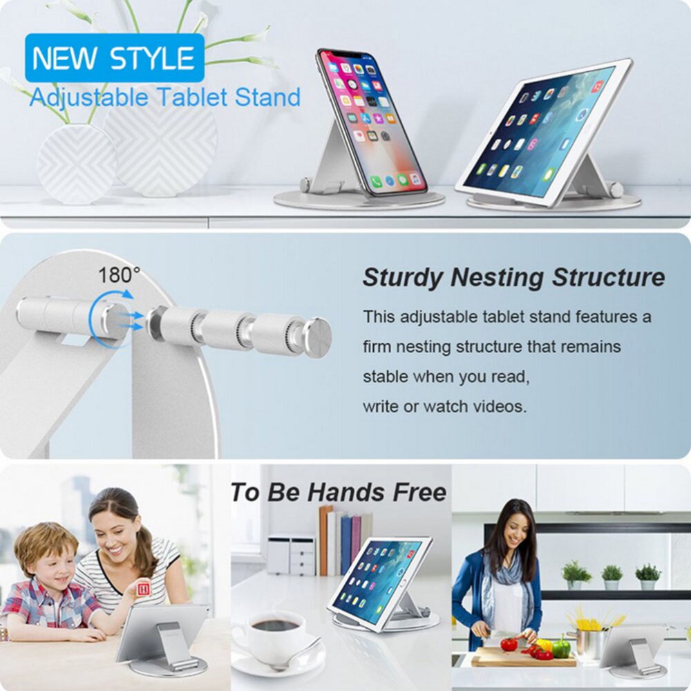 Tablet PC Shelf Portable Foldable Desktop Shelf Universal Simple Supportive Shelf for Office Home (Silver)