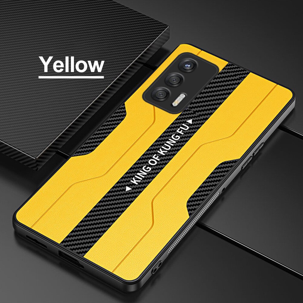 Voor Oppo Realme Gt 5G Case Carbon Fiber Back Lederen Telefoon Cover Realmi Realmy G T Neo Realmegt Camera bescherming Tpu Soft Coque: GT Neo 5G / Yellow