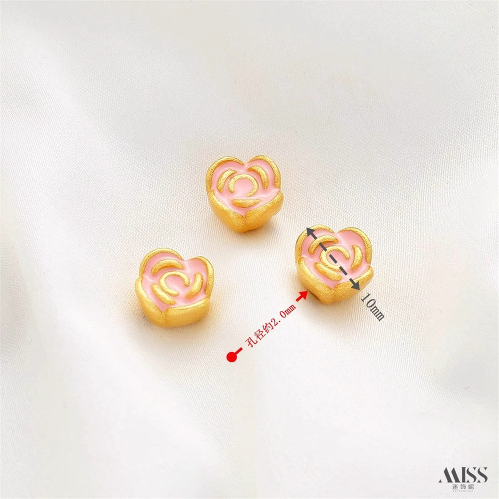 Strong Color Retention Rouge Pink Jingtai Blue Lotus Blessing Peach Blossom Bead Diy Bracelet Necklace String Jewelry Accessorie: Antique Copper Plated