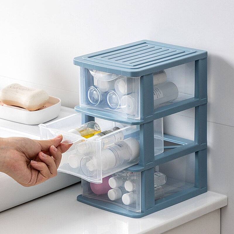 3 Layers Drawer Storage Box Desktop Cosmetic Storage Case Transparent Dustproof Jewelry Makeup Holder Home Office Organizer