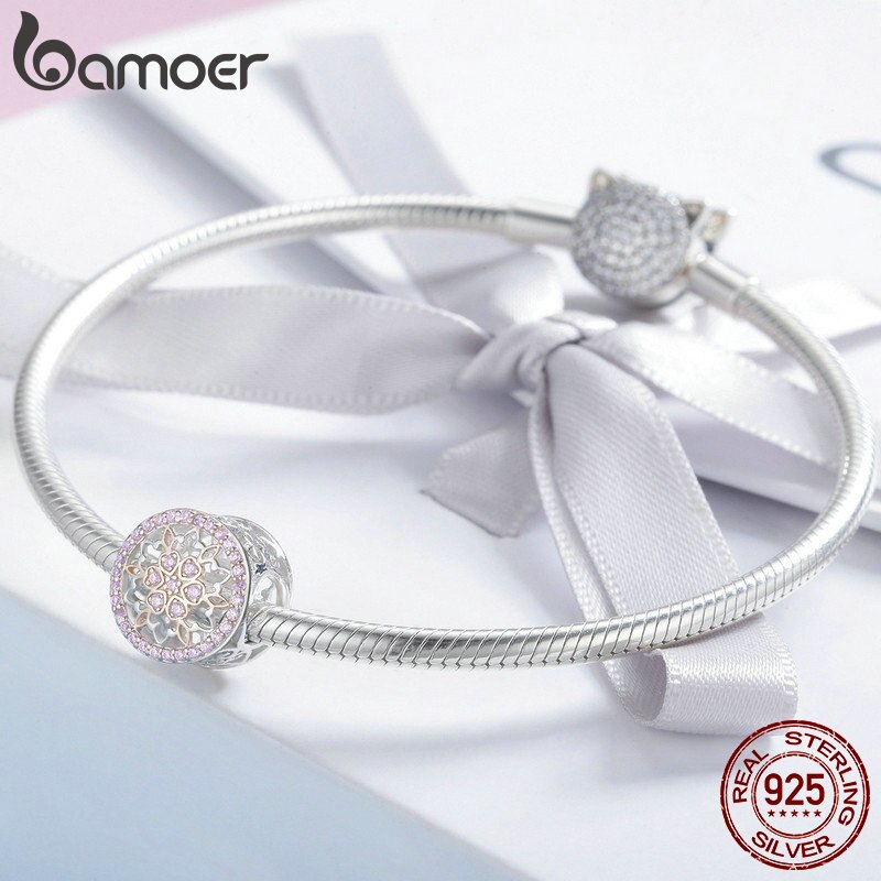 Bamoer Echt 925 Sterling Zilveren Bloeiende Knoppen Clear Cubic Zirkoon Bedels Passen Armbanden Diy Sieraden Maken SCC923