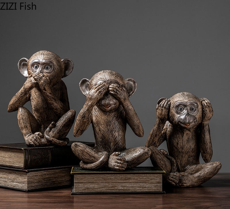 Europees ziet niet, zeg niet kunsthars aap ornamenten huis woonkamer knutselen kantoor decoratie