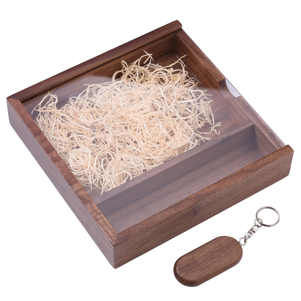 Wood Photo Box USB 2.0 Flash Drives Free Logo Wedding Custom Pen Drive Real Capacity Memory Stick Photography U Disk 64G