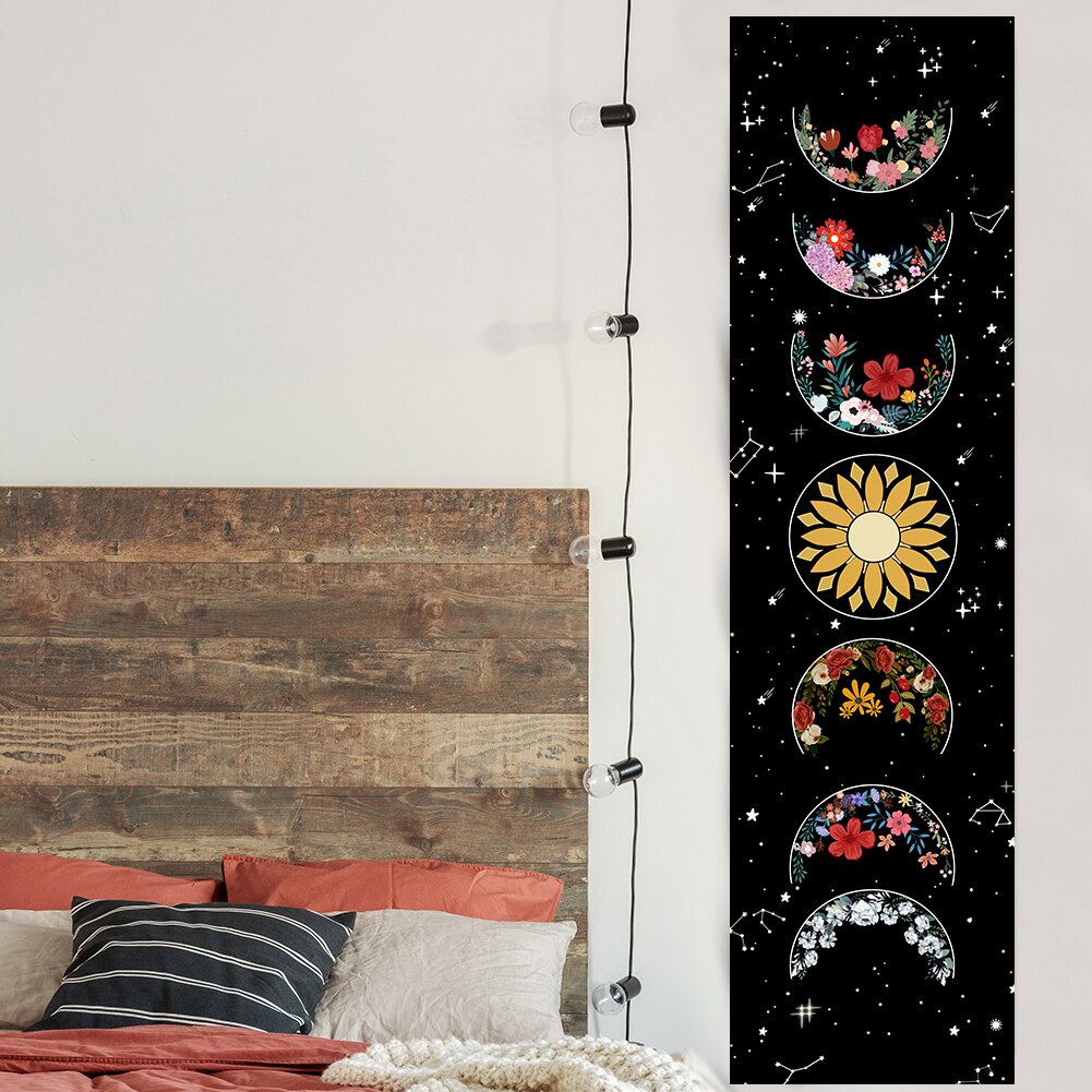 Moon Phase Tapestry Wall Hanging Flowers Moon Black and White Wall Art Tapestries for Bedroom Living Room Drom Home Decor