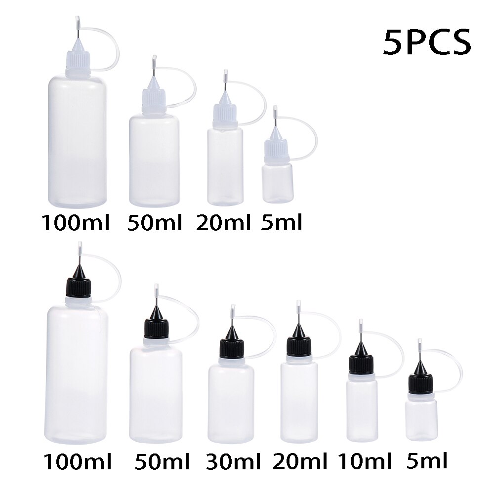 Aplicador de pegamento para manualidades, 5/10/20/30/50/100ML, botella de reutilización para papel Quilling, herramienta para manualidades de papel de álbum de recortes, 5 uds.