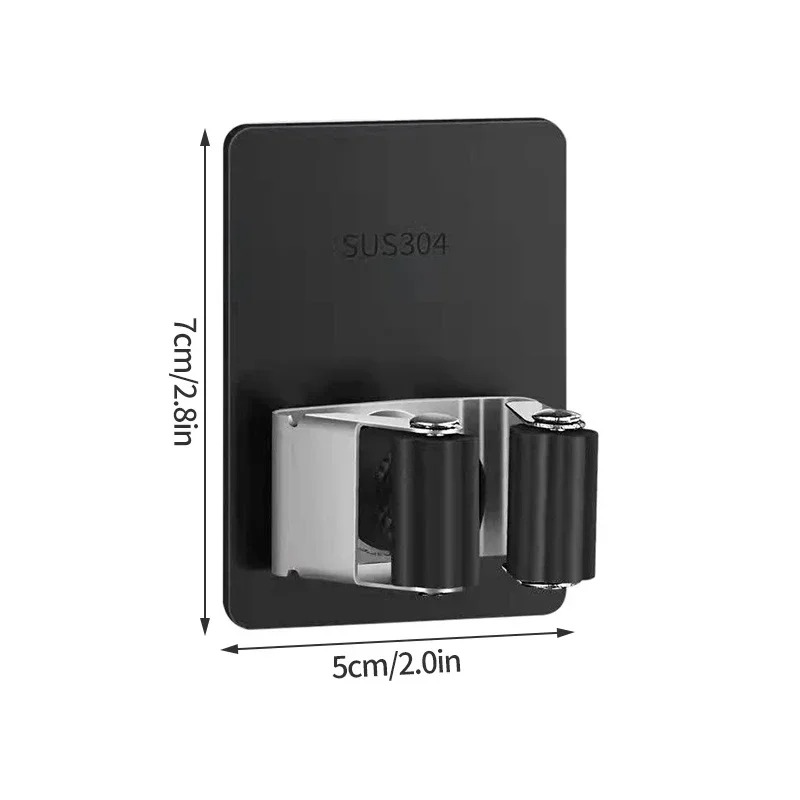 Ganchos multiusos adhesivos para colgar en la pared, estante para fregona, gancho para colgar escoba, organización del baño y la cocina, accesorios organizadores para el hogar ﻿: Negro