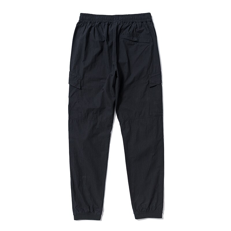 S-062 de algodón fino para hombre, pantalón de , estilo de herramientas, con bolsillo, informal, holgado y cómodo, para verano: 36 / Black