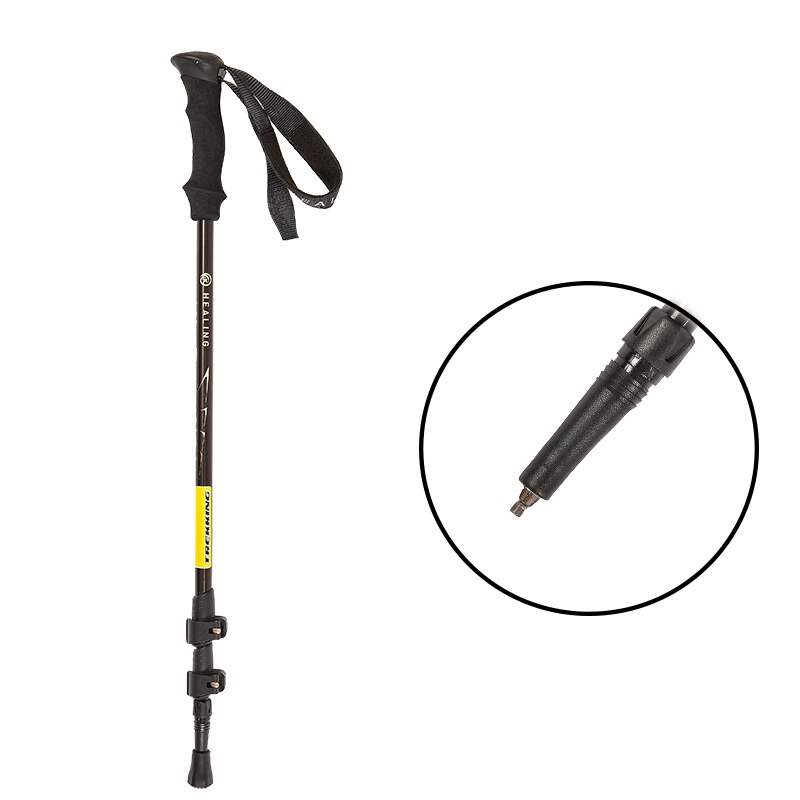 Cura-k-bastón plegable telescópico para senderismo, bastón de aluminio de 67-135cm, 3 secciones de bloqueo exterior