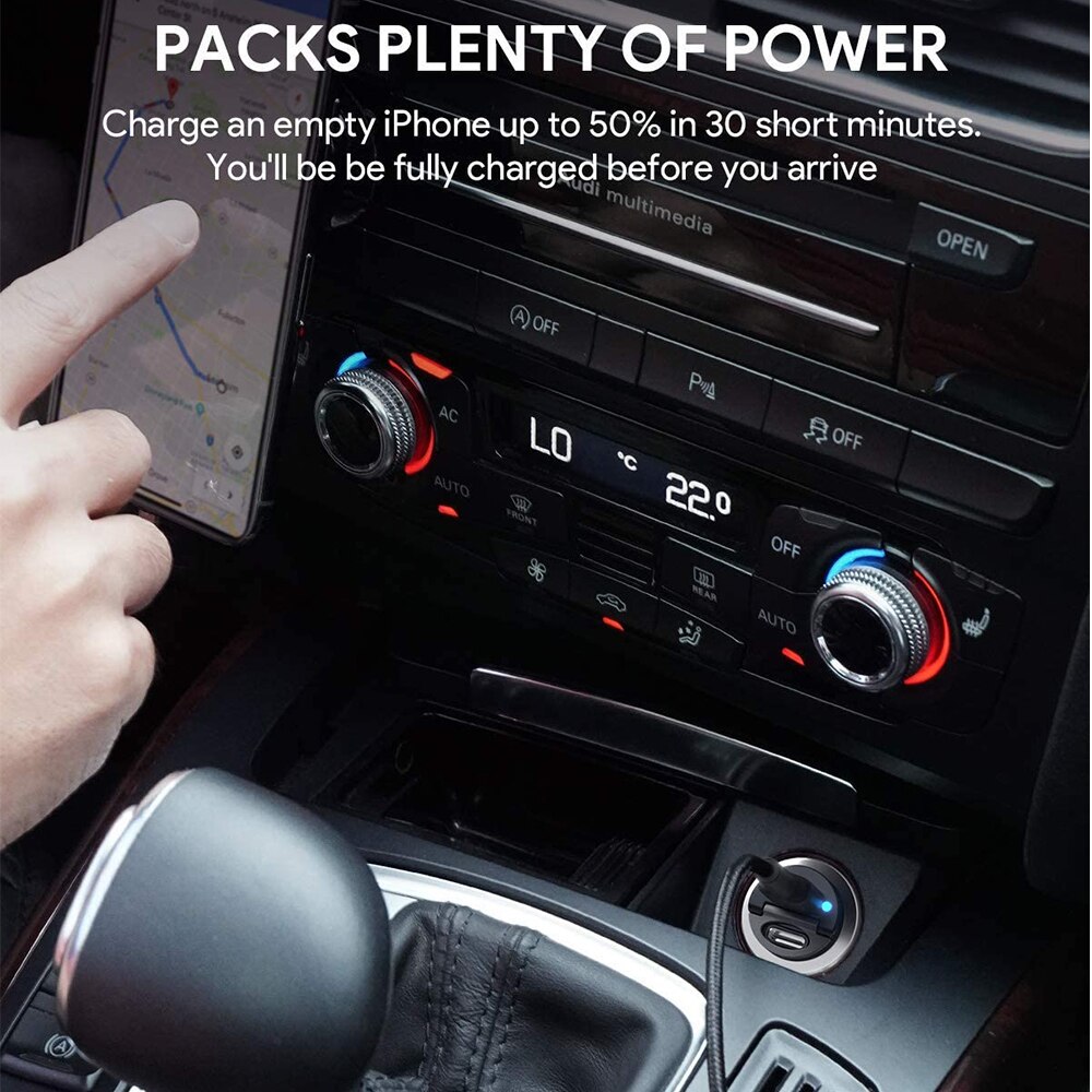 Dual USB-C Mini Autolader PD3.0 Pps Fast Charger Voor Iphone 12 11 Pro Max X Xs Xr Galaxy Note 10 S20 30W Met Dual USB-C Poort