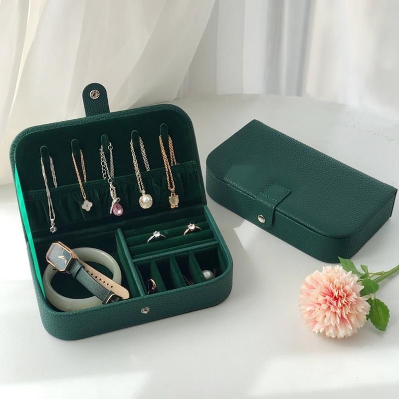 Caja organizadora de joyas portátil, joyeros organizador de joyas de viaje, pendientes de cuero, collar, anillo, caja de almacenamiento de joyería caja para joyeria alajeros para joyas organizador joyero portátil