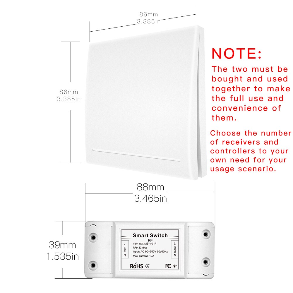 433 mhz trådlös smart switch rf fjärrkontrollmottagare tryckknappskontroll väggpanelsändare ,2- vägs /3- vägs multikontroll