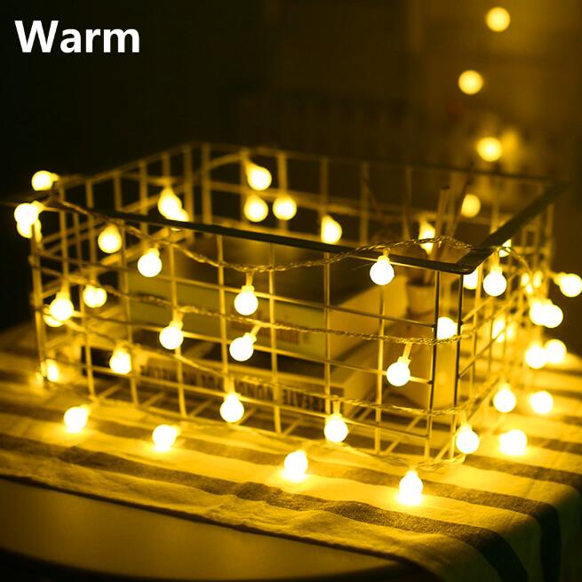 USB/Batterij Power LED Ball Garland Lights Fairy String Outdoor Lamp Thuis Kamer Kerstvakantie Bruiloft Feestverlichting Decoratie: Warm White / 71-80W / R