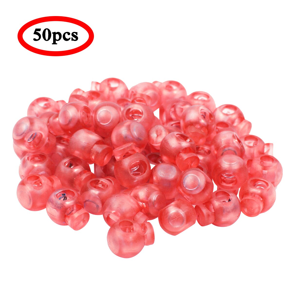50 st /100 st sladdlås plast bygel rep klämpropp ändar rund kulform bagage snodd propp glidande fästelement: Röd
