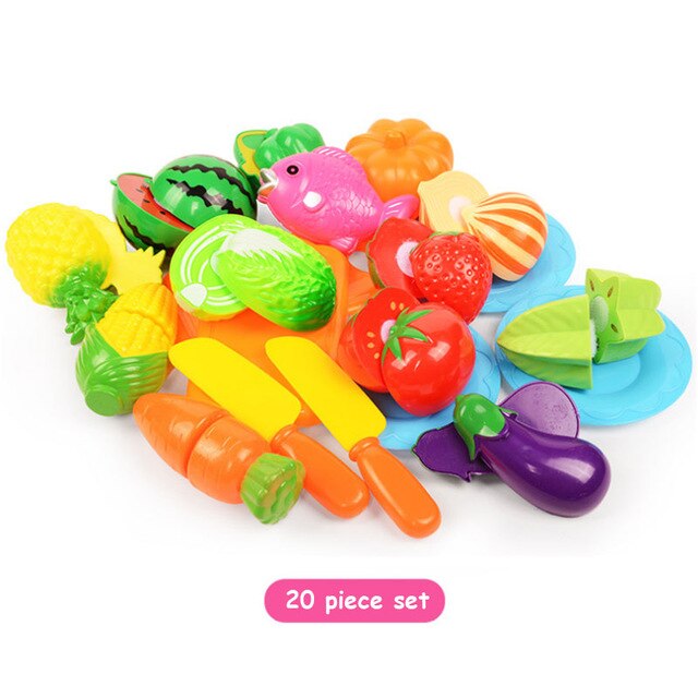 6/10/13/18pcs/20pcs/37pcs/set Housekeeping Toys education toys for baby color random surwish plastic fruit vegetables cut toys: 20pcs as picture1