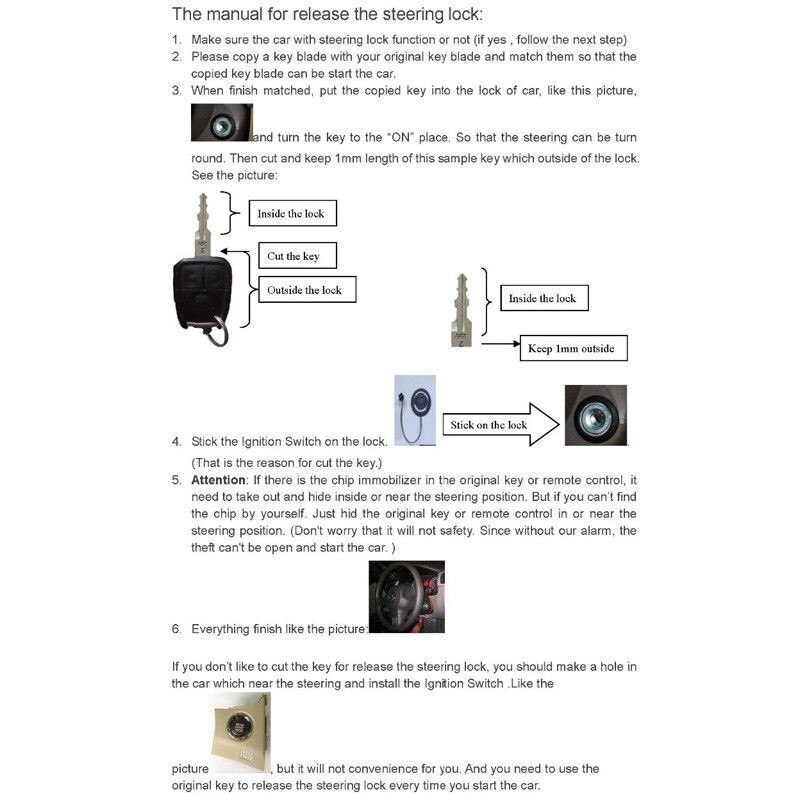 Car Alarm Ignition Start Security System Key Engine Start Push Button Remote Kit