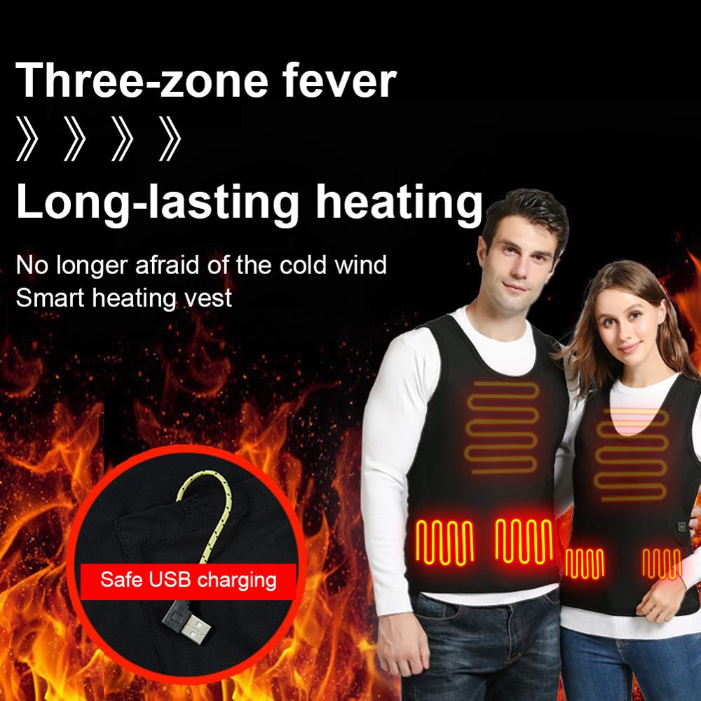USB Smart Electric Heated Vest Warm 3 Adjustable Temperature Levels Abdomen Back Heating Vest Winter Keep warm For Outdoor sport