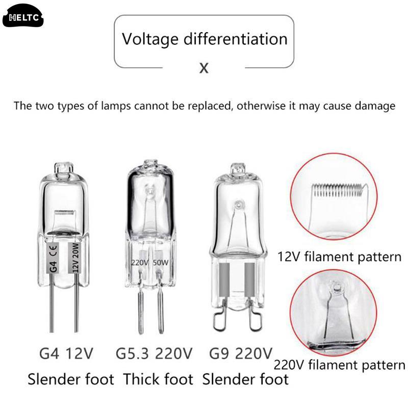 Lampes halogènes à 2 broches, 20W, 25W, 35W, 40W, DC 12V, 220V, Type G4, G5.3, G9, 20W, 25W, 35W, 1 pièce ampoule transparente pour la décoration de la maison, 40W