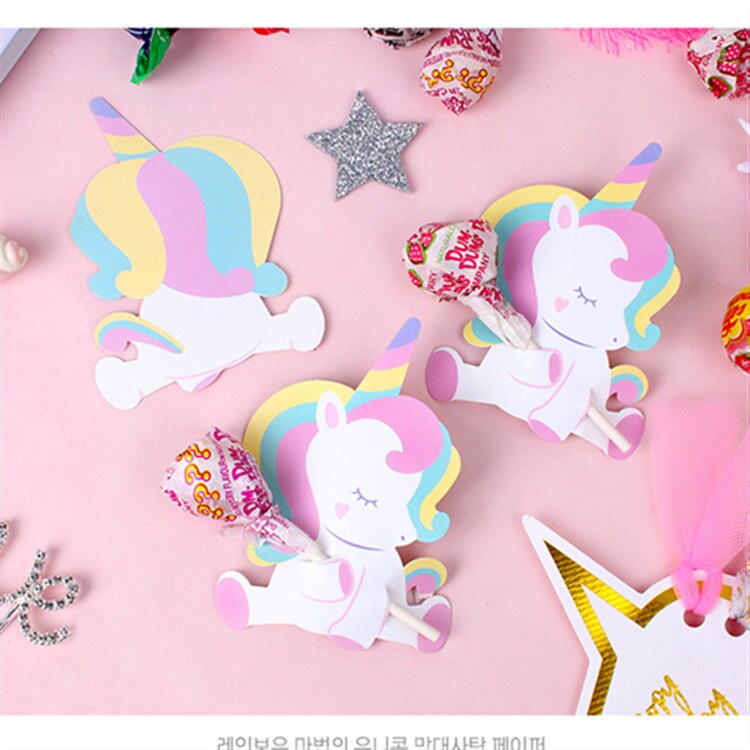 50 stuks eenhoorn kinderverjaardagskaart diy decoraties papieren kaarten leuke belonings- en berichtkaart lollykaarten feestbenodigdheden