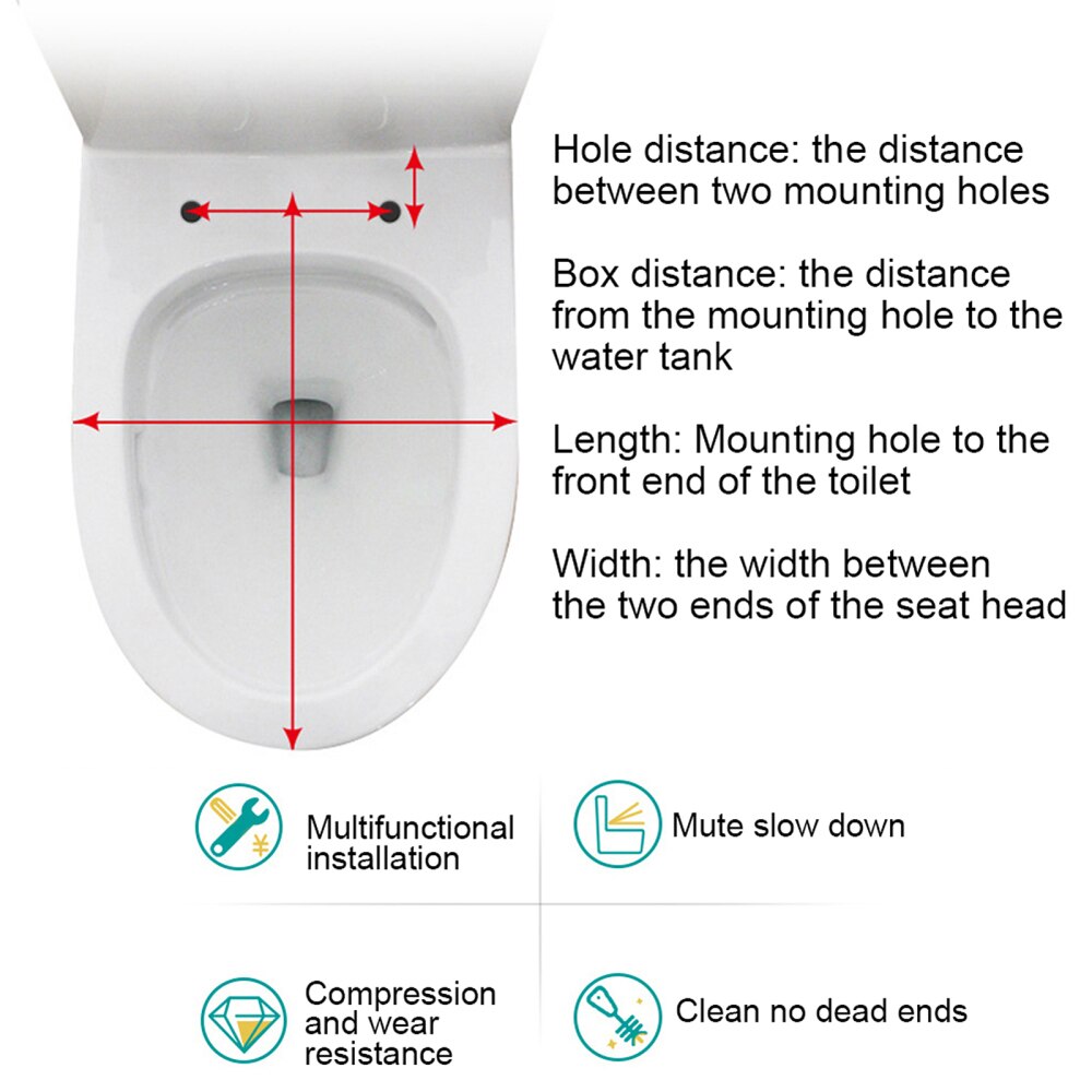 Toilet Close Heavy Duty Elongated Multifunction Round Bathroom Mute Easy To Install White Silent Slow Down Compression Seat