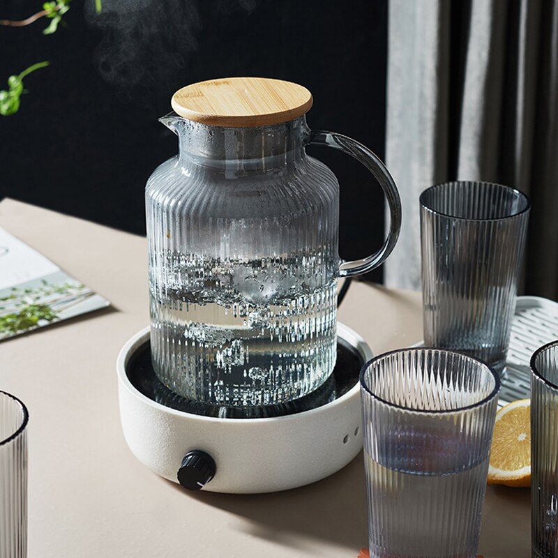 Glass Water Pitcher Cup Set Water Bottle Nordic Kitchen Juice Jug Household Heat Resistant Kettle Large Capacity Teapot Set Cups