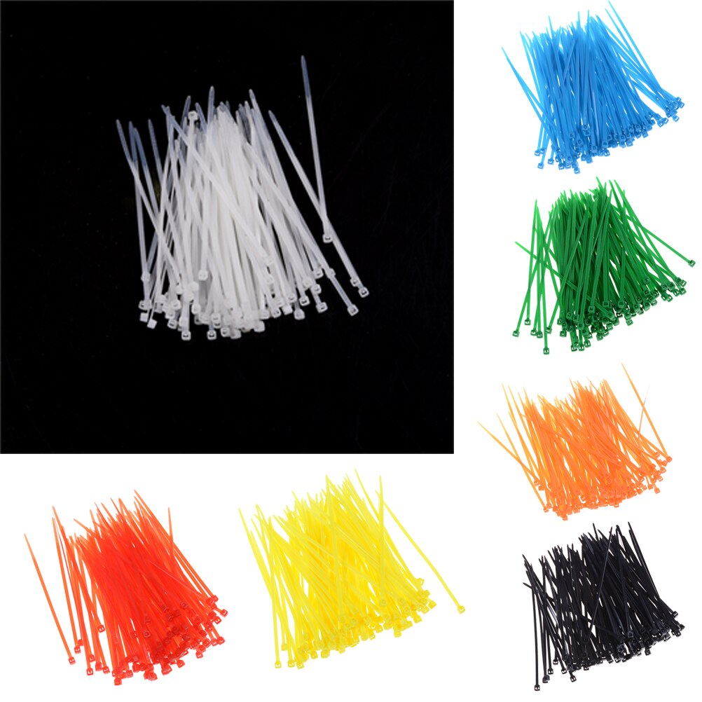 100 Pcs 3x100mm Self-Locking Plastic Nylon Wire Cable Zip Ties Black Cable Ties Fasten Loop Cable Various specifications
