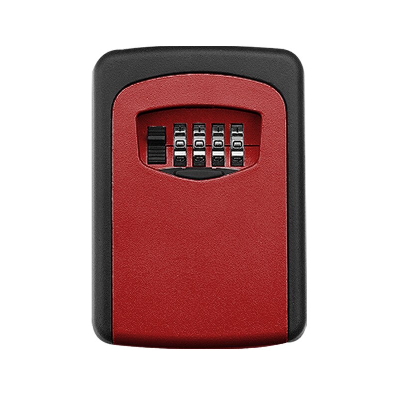 Wall Mounted Key Safe Box Aluminum Alloy Key Storage Box 4-Digit Combination Password Box for Indoor Outdoor Use: Red