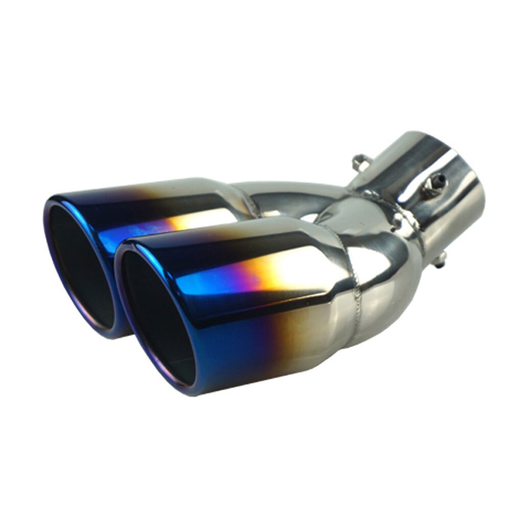 Uitlaatpunt Roestvrij Staal 60mm Dubbele Uitlaat - Zwart Carbon Fiber Look Voor 38-60mm Buizen